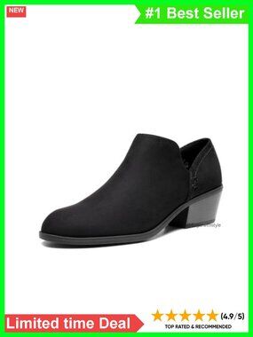Women's Ankle Boots Stacked Chunky Heel Side Zip Dress Booties